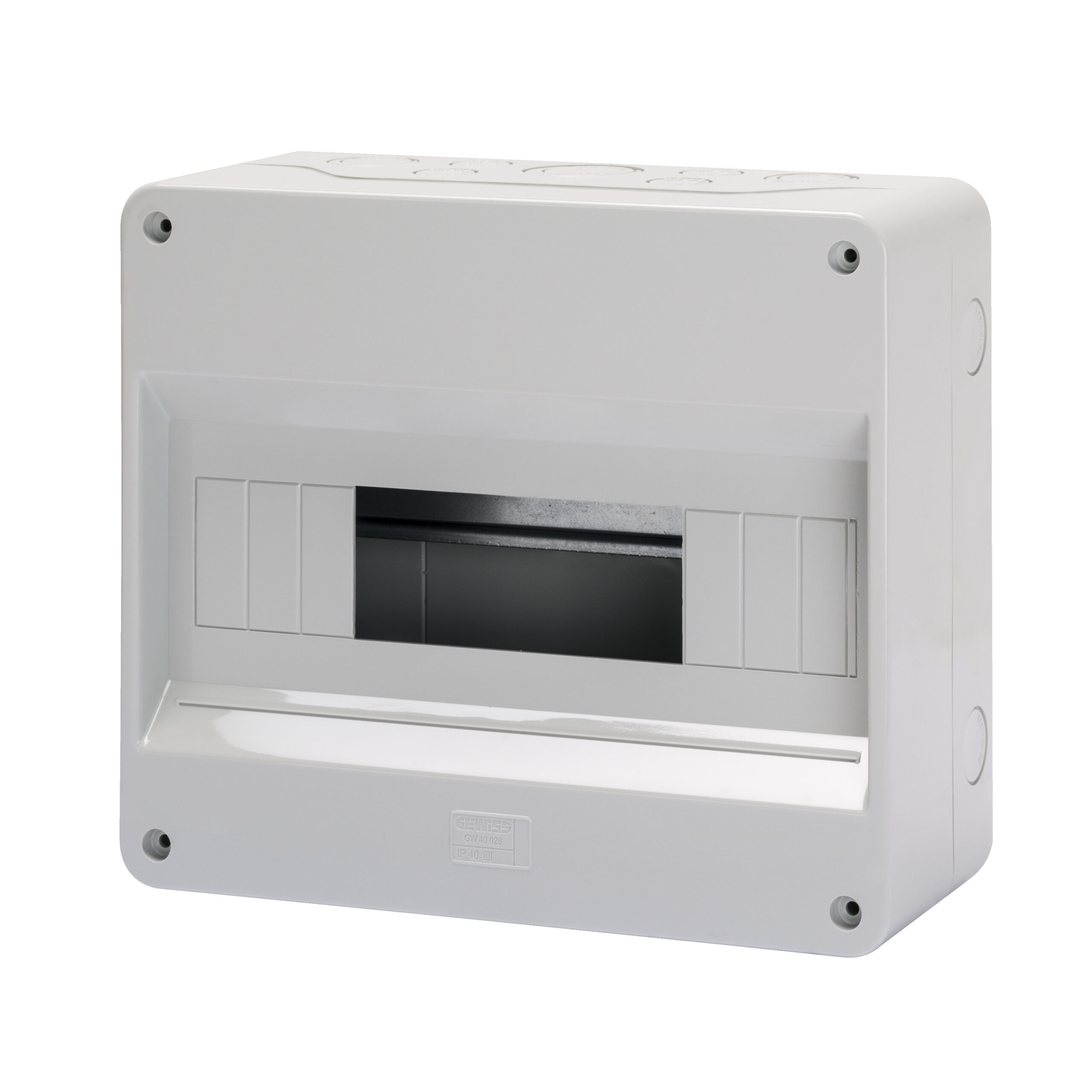 centralino protetto senza porta - pareti con centrini di foratura - predisposto per alloggiamento morsettiere - 12+1m ip40 - GEW GW40028