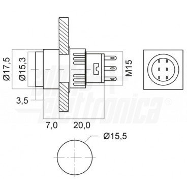 PULSANTE PUSH 230V 2NO-2NC ROTONDO ROSSO - ALP 330-072-1