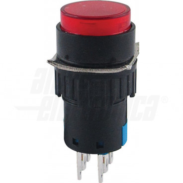PULSANTE PUSH 230V 2NO-2NC ROTONDO ROSSO - ALP 330-072-1