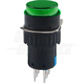 PULSANTE PUSH 230V 2NO-2NC ROTONDO VERDE - ALP 330-072-4