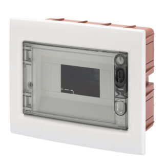 centralino protetto - da incasso - porta trasparente fumÉ con telaio estraibile - 8 moduli ip40 - GEW GW40604