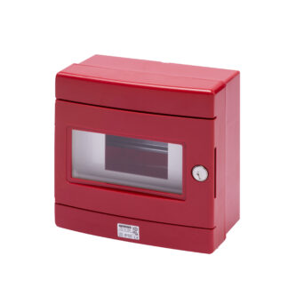 centralino stagno per emergenza con guida din - 8 moduli en50022 - rosso ral 3000 - GEW GW42202