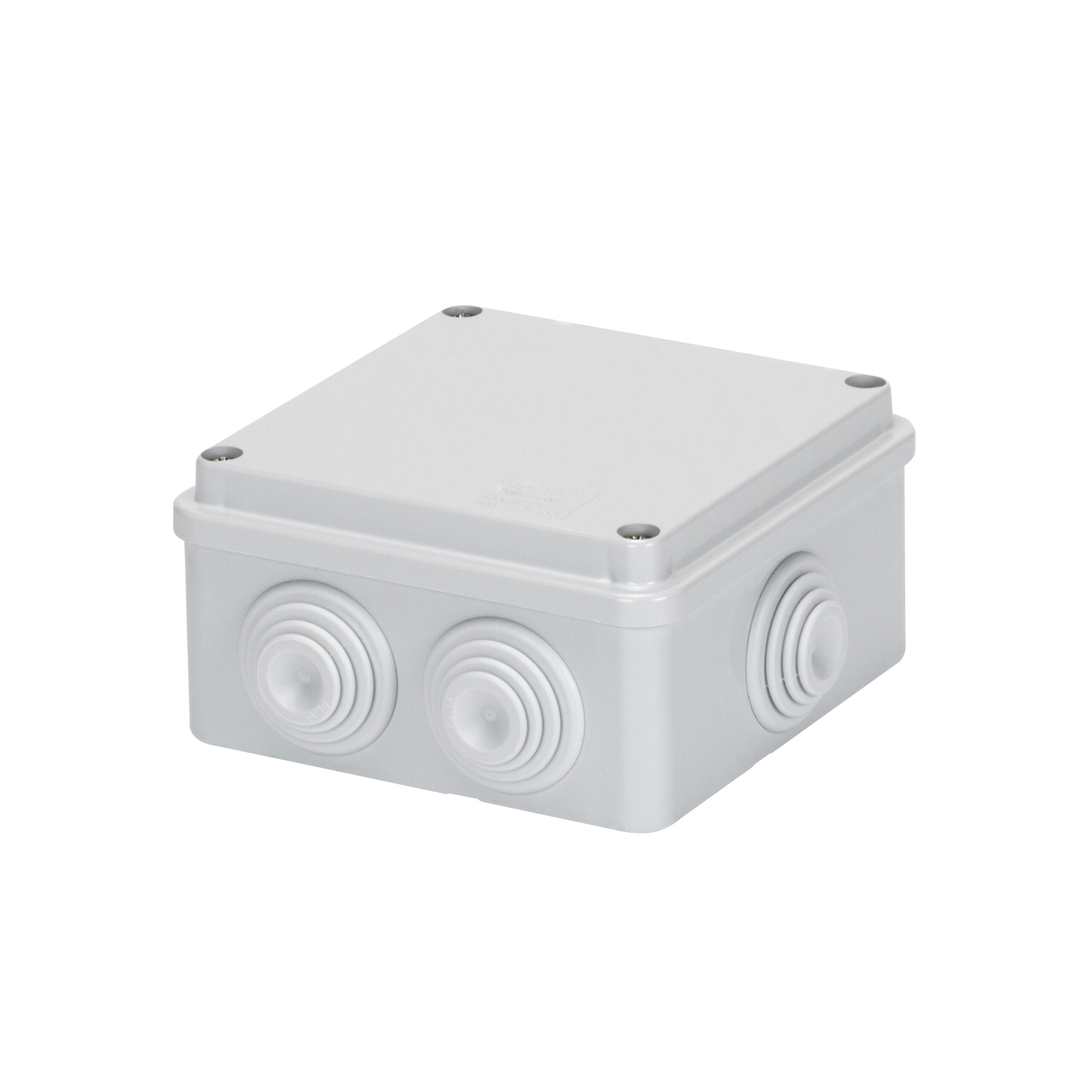 cassetta di derivazione con coperchio basso a vite - ip55 - dimensioni interne 100x100x50 - pareti con passacavi - grigio ral 7035 - GEW GW44004