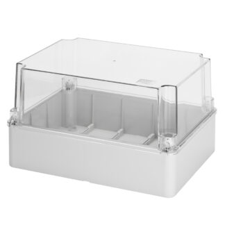 cassetta di derivazione e per apparecchiature elettriche ed elettroniche-coperchio alto trasparente-ip56-dimensioni interne 190x140x140-pareti lisce - GEW GW44437