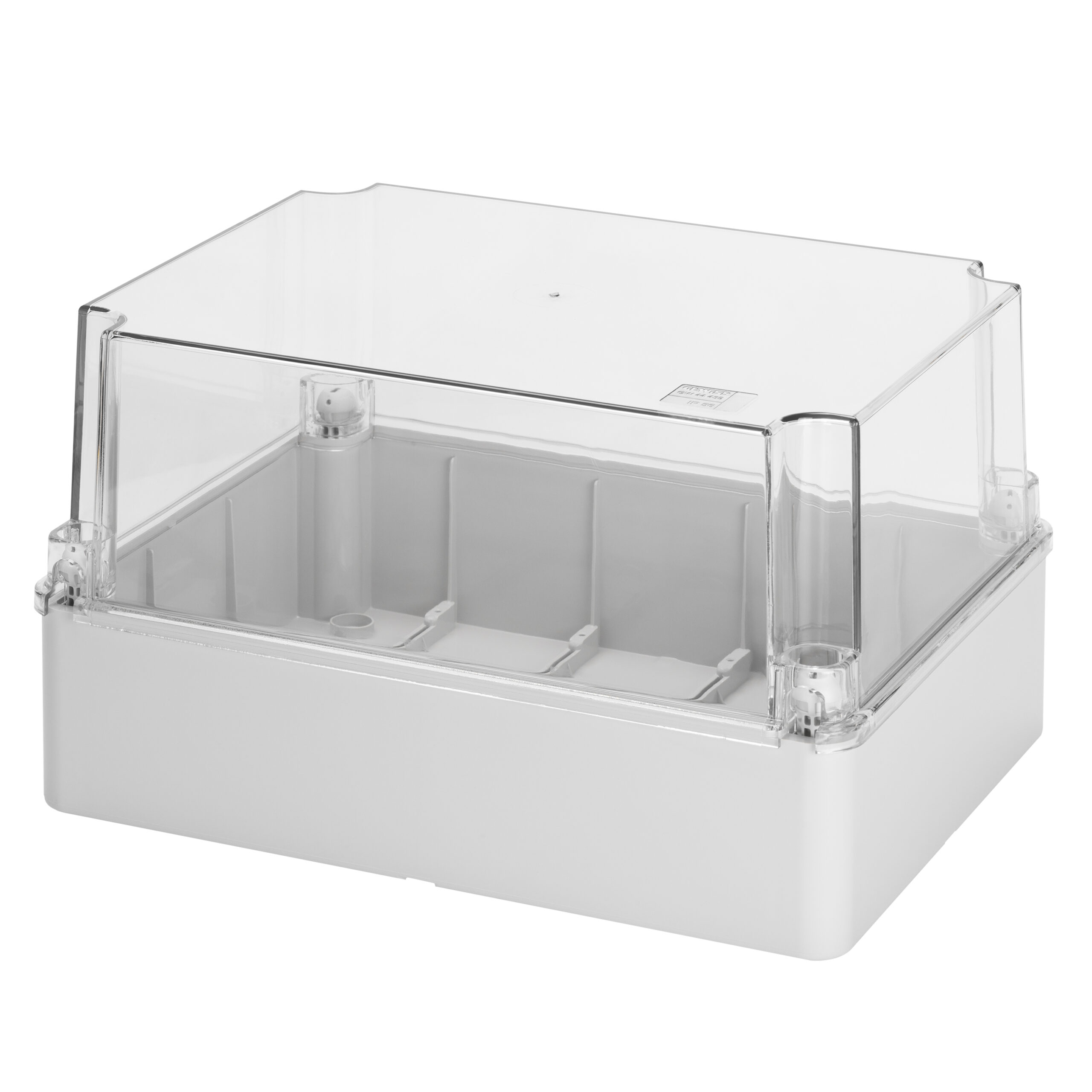 cassetta di derivazione e per apparecchiature elettriche ed elettroniche-coperchio alto trasparente-ip56-dimensioni interne 190x140x140-pareti lisce - GEW GW44437