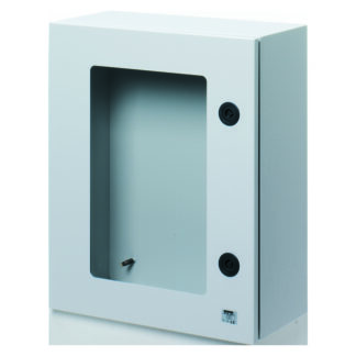 quadro metallo porta munita di oblÒ in vetro temperato e serratura 515x650x250 - ip55 - grigio ral 7035 - GEW GW46235