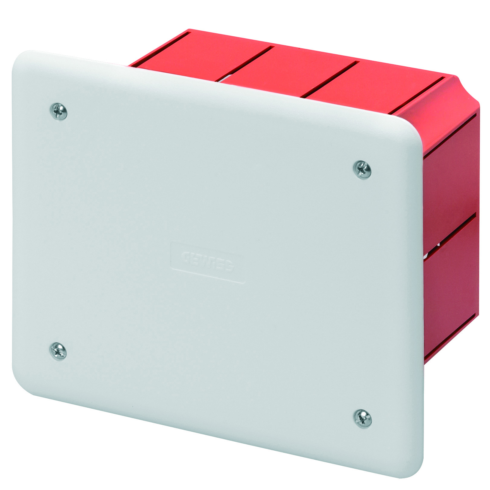 cassetta di derivazione e connessione - per pareti in muratura - dimensioni 118x96x70 - coperchio bianco ral9016 - GEW GW48003
