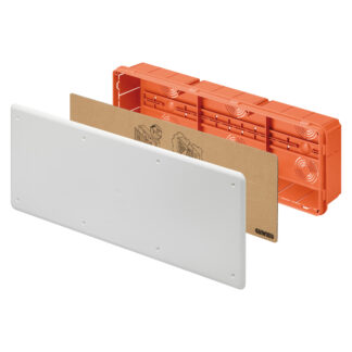 cassetta di derivazione e connessione - per pareti in muratura - con guida din - dimensioni 480x160x75 - coperchio bianco ral9016 - GEW GW48009