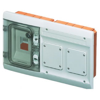 quadretto combinato da incasso stagno predisposto per apparecchi modulari e per due flange 85x75 per montaggio di prese iec309-ip55-grigio ral 7035 - GEW GW48686