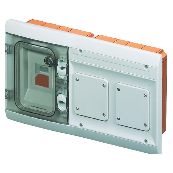 quadretto combinato da incasso stagno predisposto per apparecchi modulari e per due flange 85x75 per montaggio di prese iec309-ip55-grigio ral 7035 - GEW GW48686